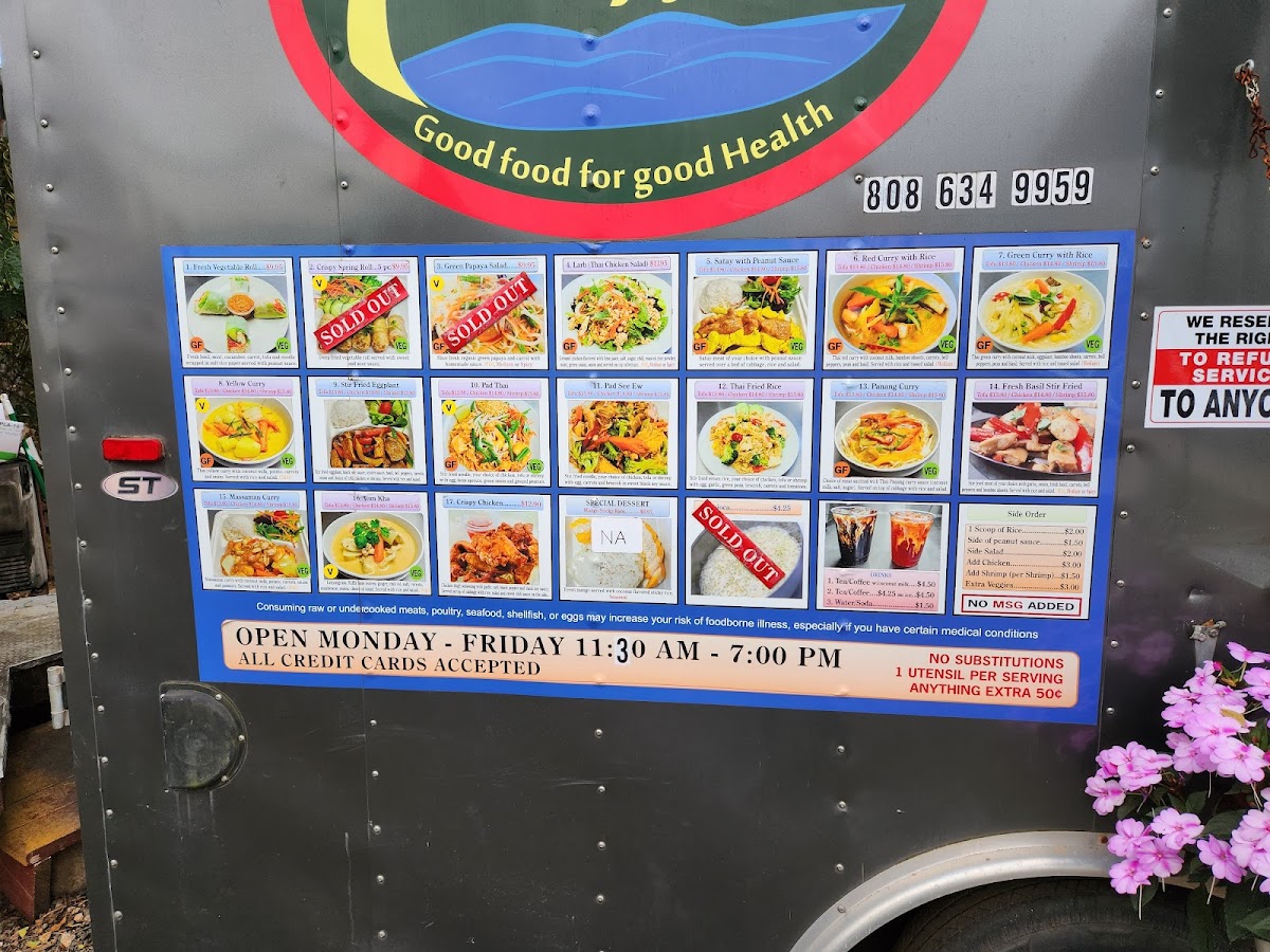 Craving Thai Food Truck gluten-free menu