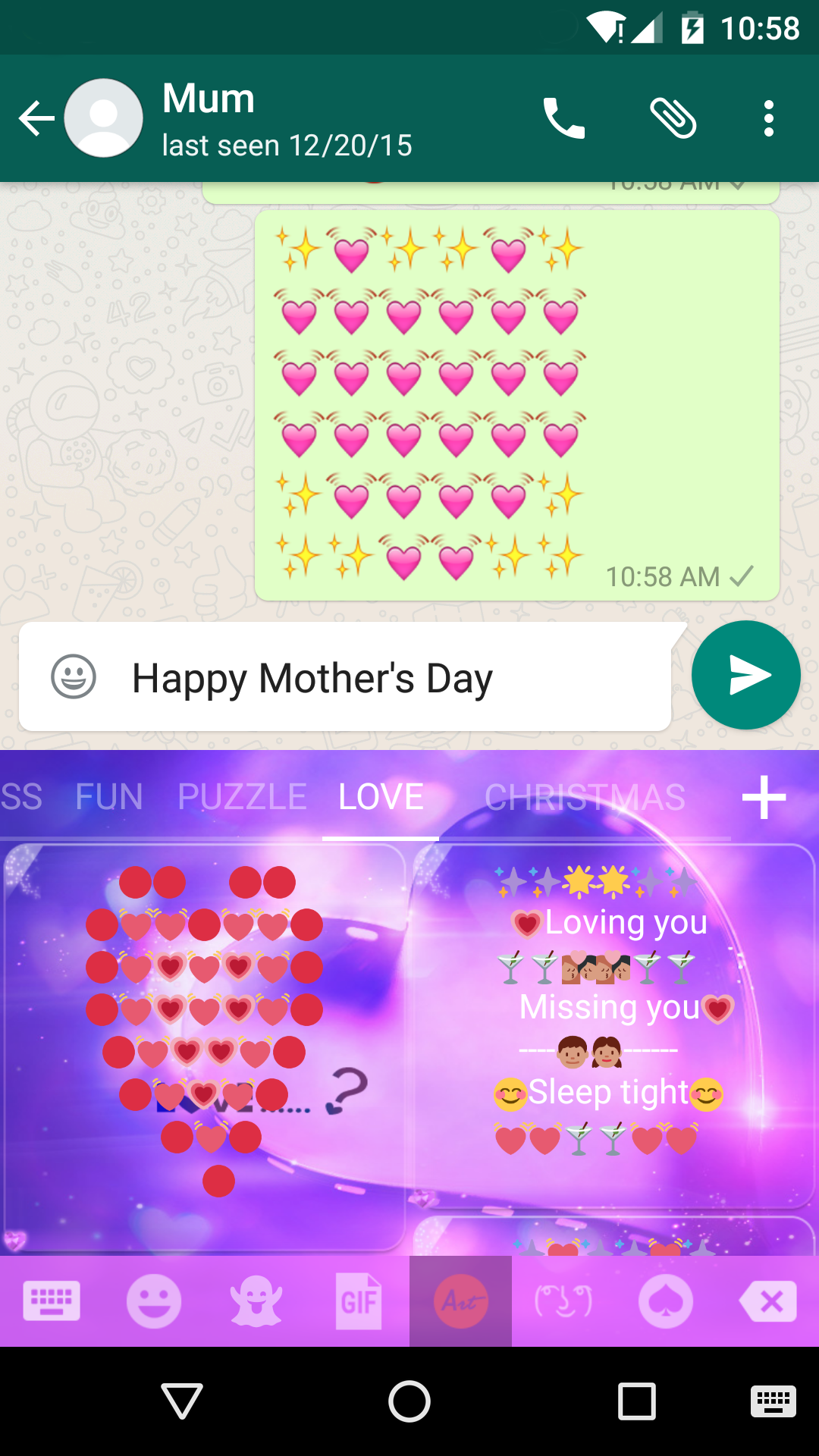 Android application Love Art - Emoji Keyboard screenshort