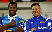 Sikhumbuzo Notshe of Western Province (L) and Stephan Coetzee of Western Province (R) during the Absa Currie Cup match between Eastern Province Kings and DHL Western Province at Nelson Mandela Bay Stadium on August 08, 2014 in Port Elizabeth, South Africa.