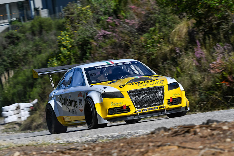 Wade van Zummeren in his powerful Nissan R34 heads up the hill.