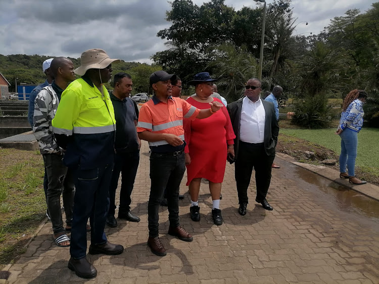 eThekwini mayor Mxolisi Kaunda and officials conduct a tour at the Kingsburgh water plant before a briefing on city affairs. Picture: LWAZI HLANGU