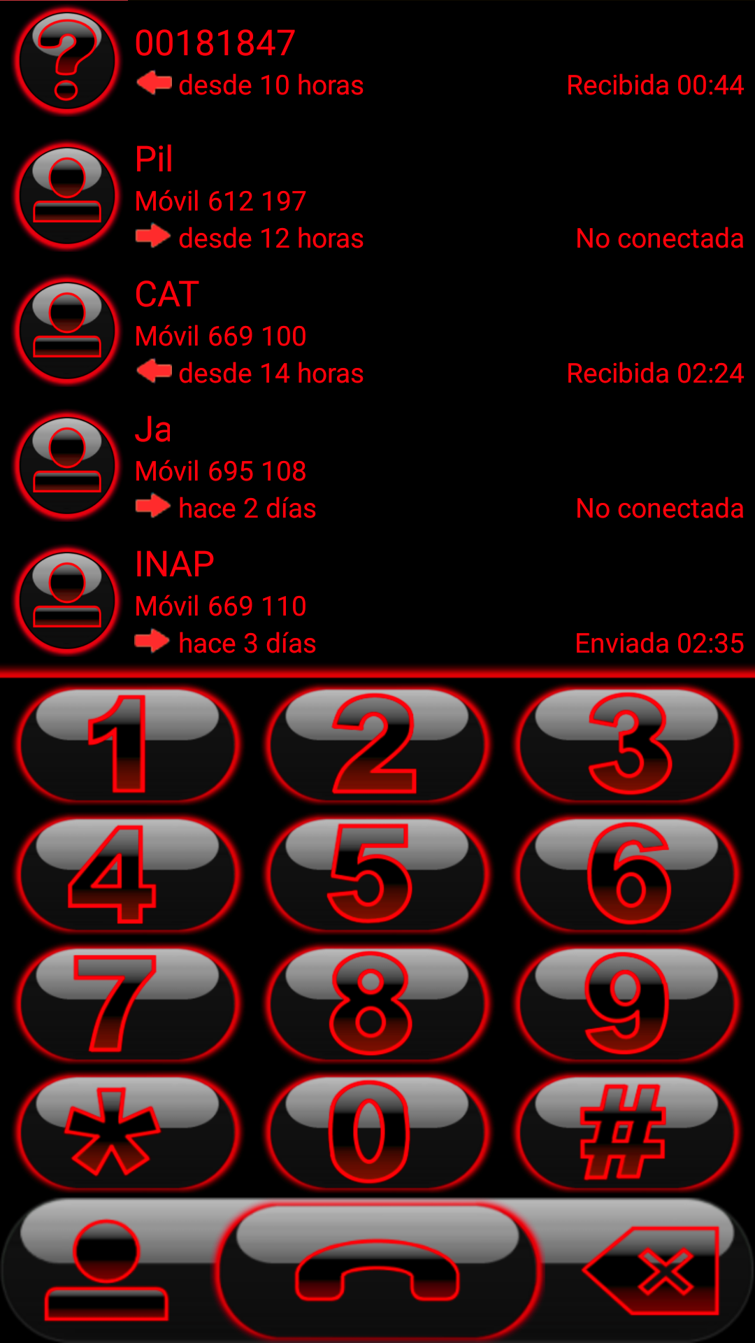 Android application THEME GLOW RED EXDIALER screenshort