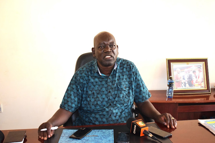 Teso North MP Oku Kaunya in his office