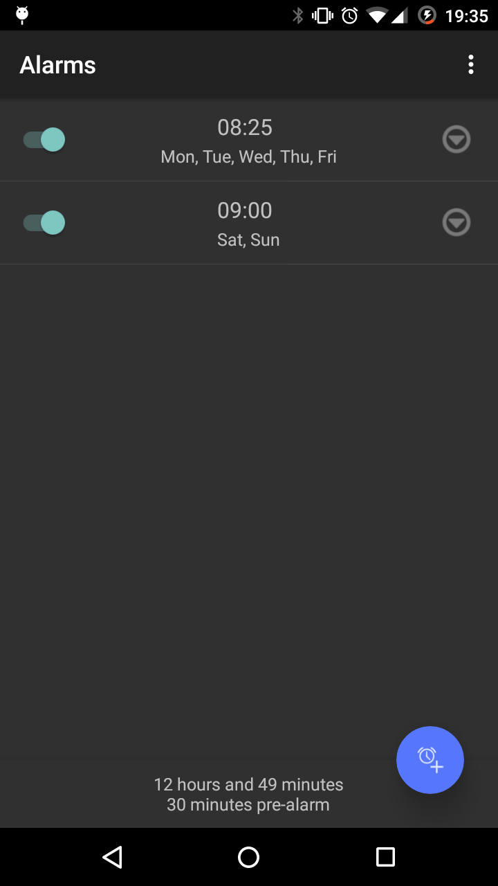Android application Simple Alarm Clock screenshort