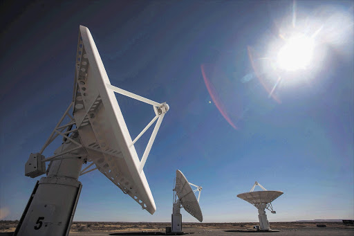 Part of the KAT radio telescope array near Carnarvon, in Northern Cape, where the 3000-dish SKA telescope - the largest telescope in the world - will be built Picture: HALDEN KROG