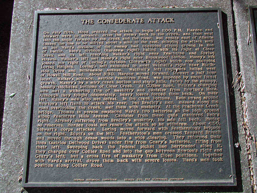 On July 20th, Hood ordered the attack to begin at 1:00 P.M. Hardee and Stewart were to advance, drive the enemy back to the creek, and then west into the angle formed by the creek and the river;...
