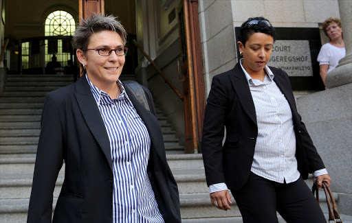 Ecclesia de Lange, a former Methodist minister outside of the Western Cape High Court on May 21, 2013 in Cape Town, South Africa. De Lange says she was unfairly dismissed by the Methodist Church of Southern Africa because of her sexual orientation. Picture: Gallo