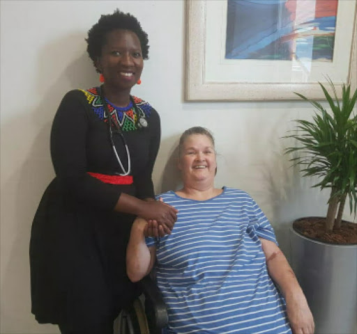 : Belinda De Beer (right) of Krugersdorp with her treating physician Dr Alexia Gugulethu Magubane Picture: Netcare Krugersdorp Hospital.