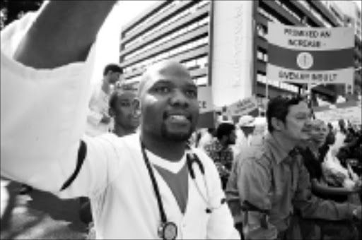 PROTESTING DOCTORS: Muzi Zungu, a public health specialist, cannot make ends meet after deductions from his R20000 gross salary. Pic. Kopano Tlape. 05/31/2009. © Sowetan.