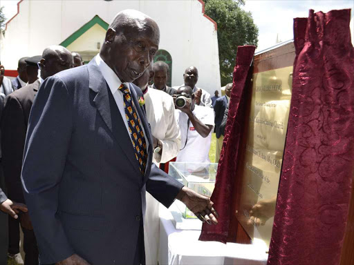 PINING FOR THE GOOD DAYS? Former President Daniel arap Moi at the laying of the foundation stone for the New Kapsabet African Inland Church station in Nandi on Sunday.