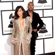 Kanye West with wife Kim Kardashian West at the Grammy Awards.