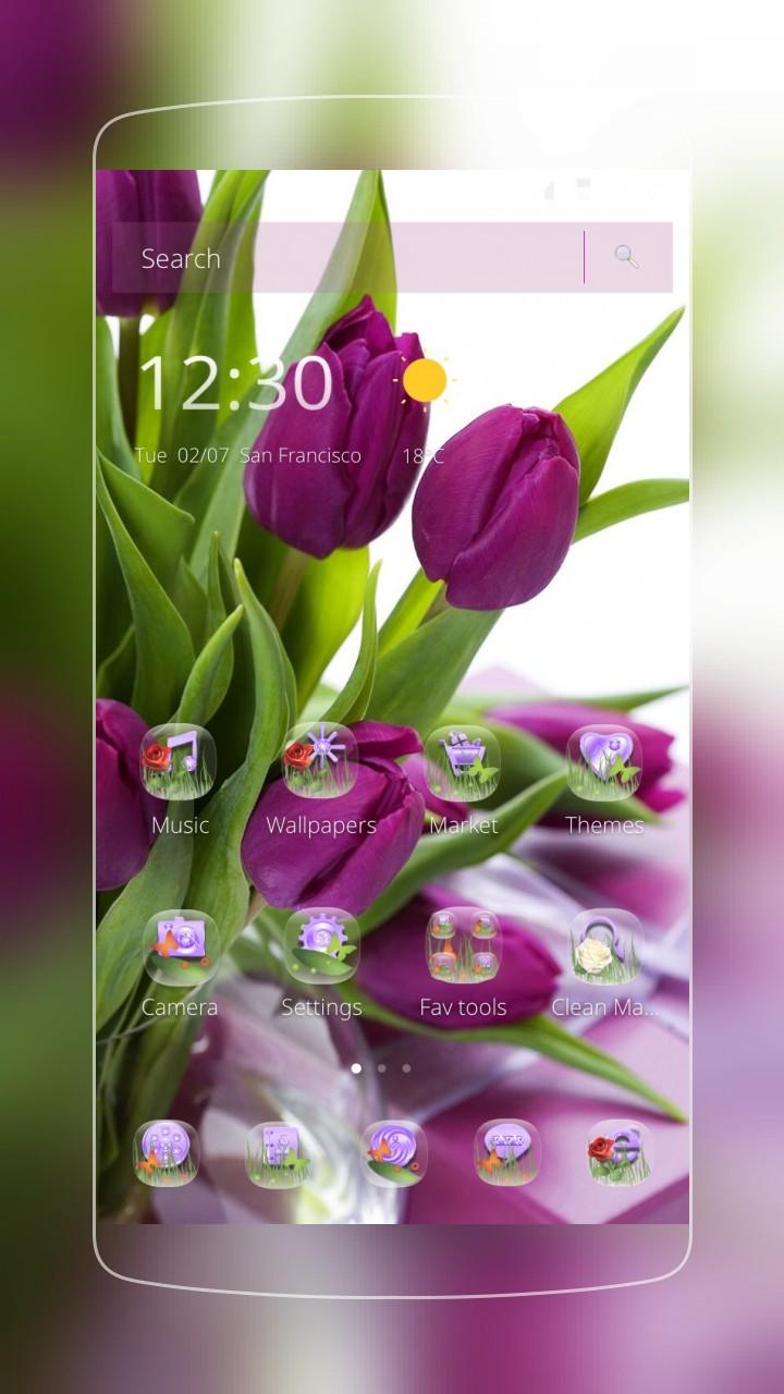 Android application HD Purple Tulip Wallpaper screenshort