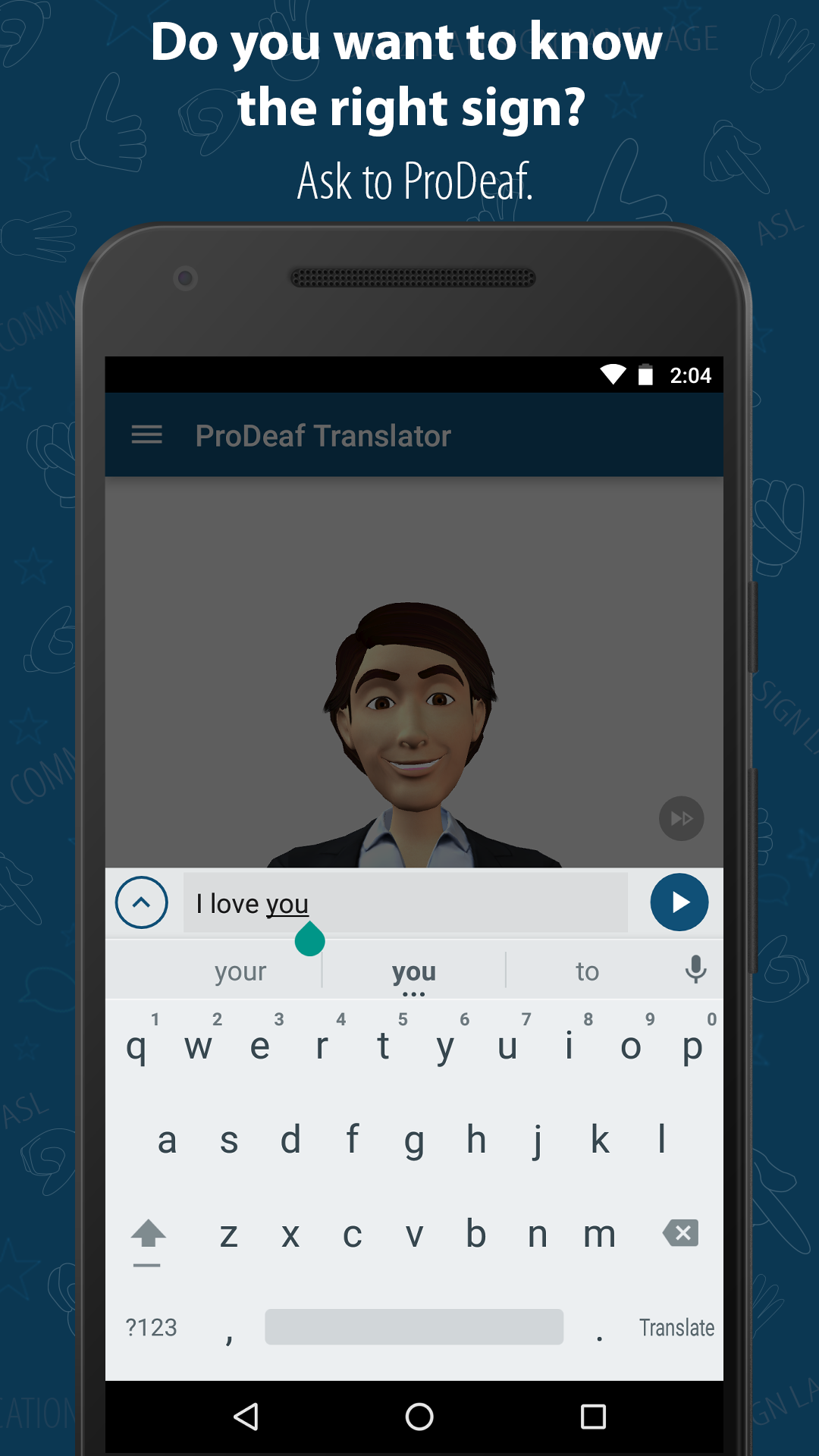 Android application ProDeaf Translator screenshort