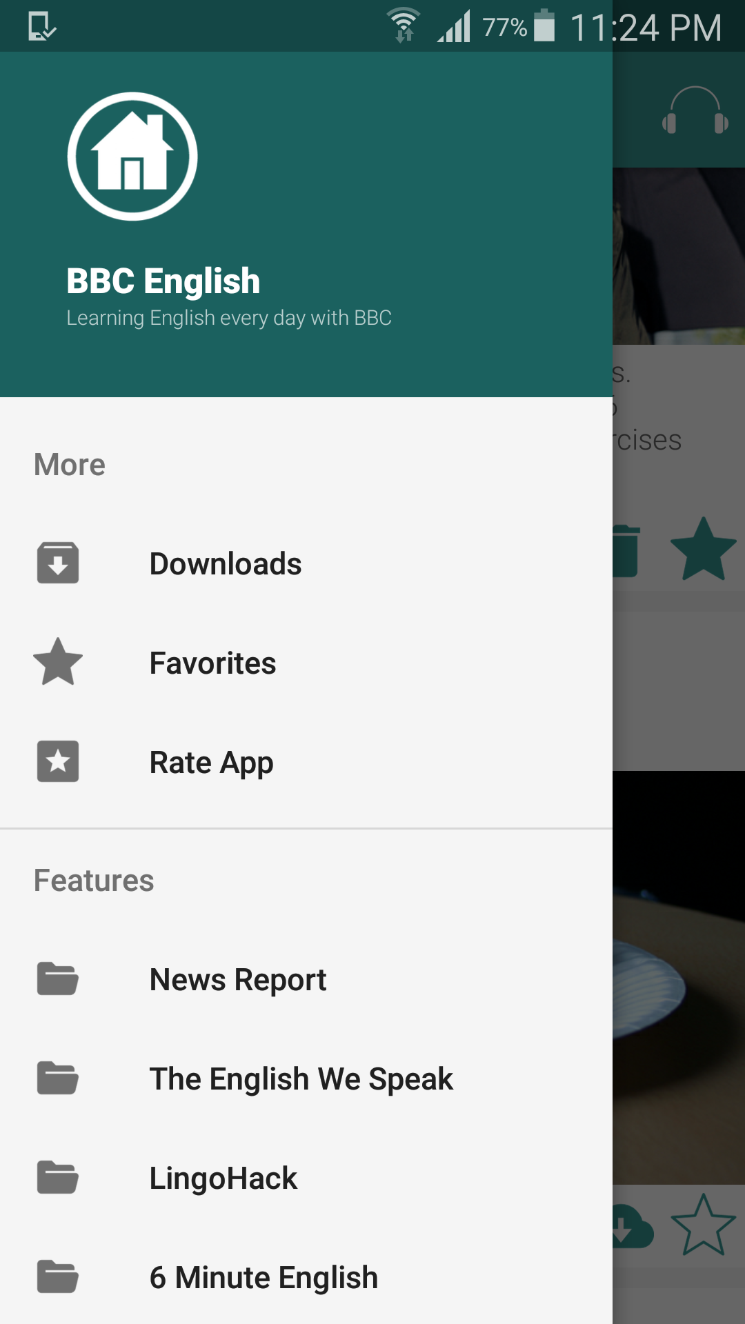 Android application Learning English for BBC screenshort