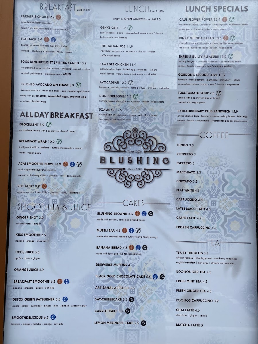 Blushing gluten-free menu