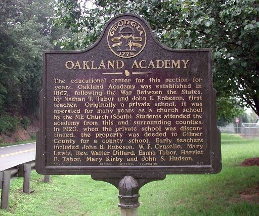 The educational center for this ection for years, Oakland Academy was established in 1867, following the War Between the States, by Nathan T. Tabor and John E. Robeson, first teacher. Originally a...