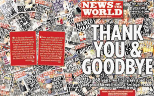 No scandal, no royal drug bust, no shock revelation of match fixing. In what must be one of the lowest-key headlines in News of the World's 168-year history, the last-ever newspaper simply read 'Thank You & Goodbye'