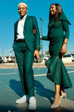 Mduduzi Ndlovu and his mother wore matriching olive green outfits to his matric dance.