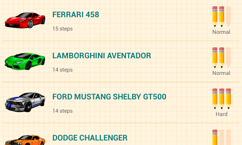 Android application How to Draw Cars screenshort