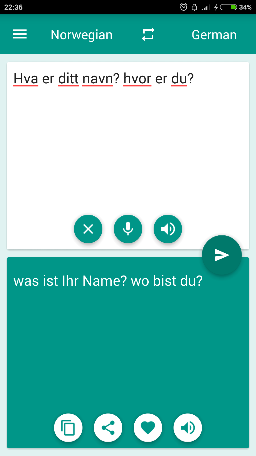 Android application German-Norwegian Translator screenshort