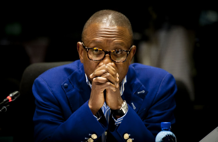 Fana Hlongwane in 2014 at the Seriti Commission. Hlongwane testified briefly on Wednesday at the state capture inquiry.