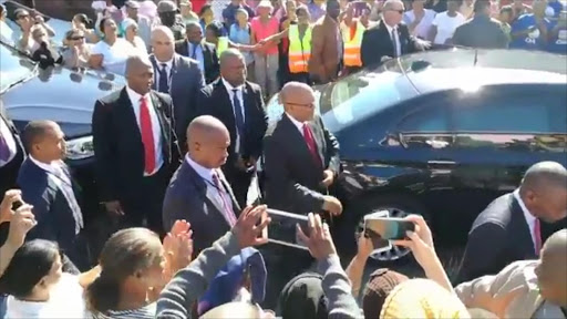 President Jacob Zuma at the home of three-year-old Courtney Pieters.