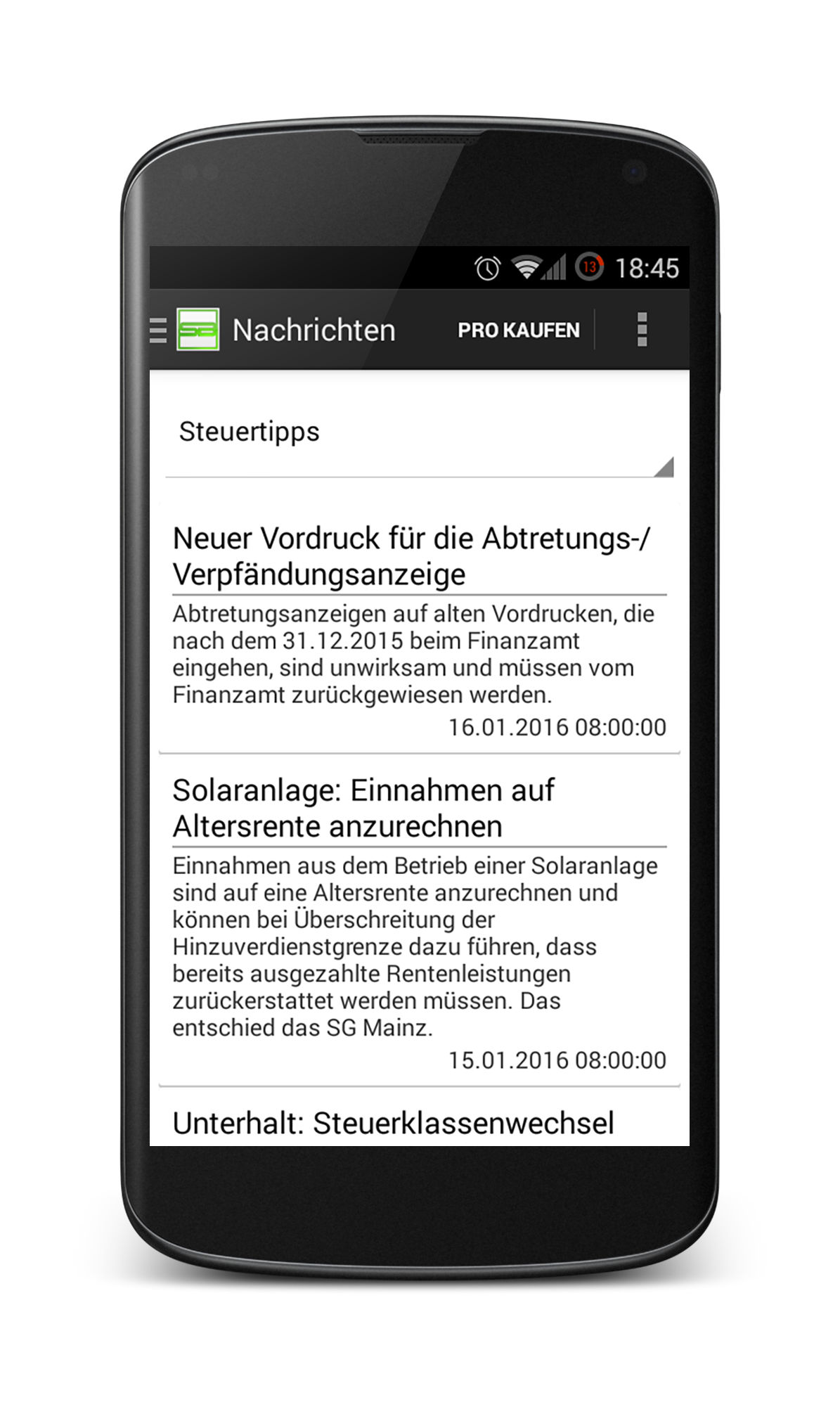Android application SteuerBox screenshort