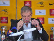 Bafana Bafana head coach Stuart Baxter addresses the media during the announcement of the squad at Safa House in Johannesburg on August 28 2018.
