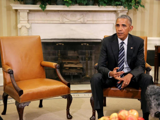 US President Barack Obama speaks during a meeting with the congressional leadership at the Oval Office of the White House, in Washington US, September 12, 2016. /REUTERS