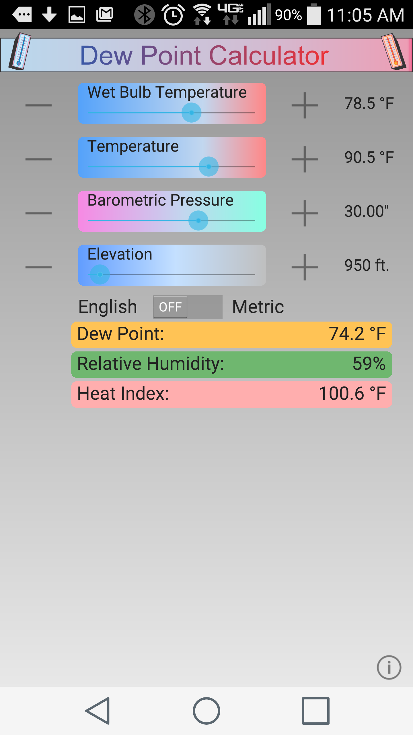 Android application Dew Point Calculator 1.4 screenshort