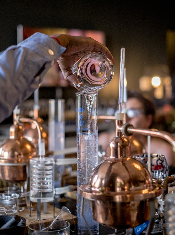 The distilled spirit is diluted to the correct alcohol percentage.