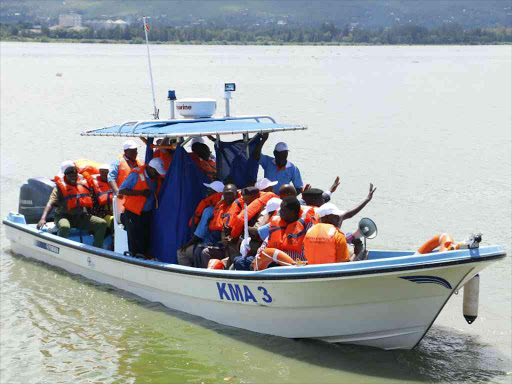 The Search and Rescue boat launched by Kenya Maritime Authority in Kisumu Lake Victoria.