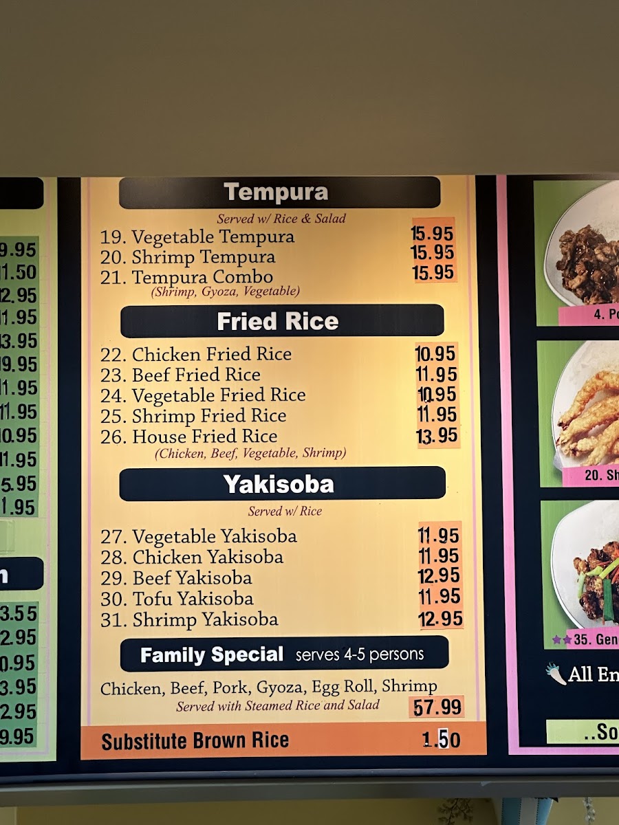 Miyakos Teriyaki & Wok gluten-free menu