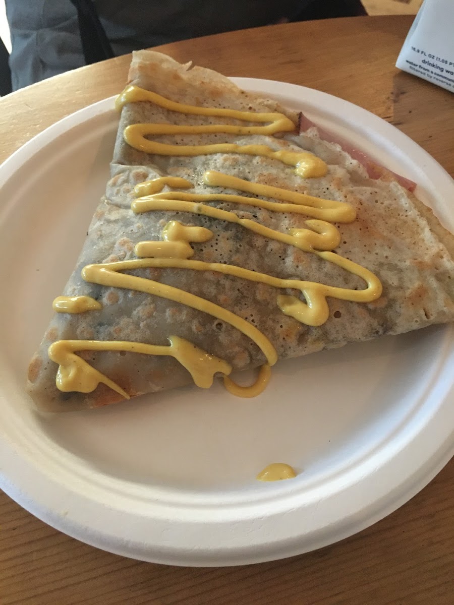 Ham, swiss, and spinach crepe