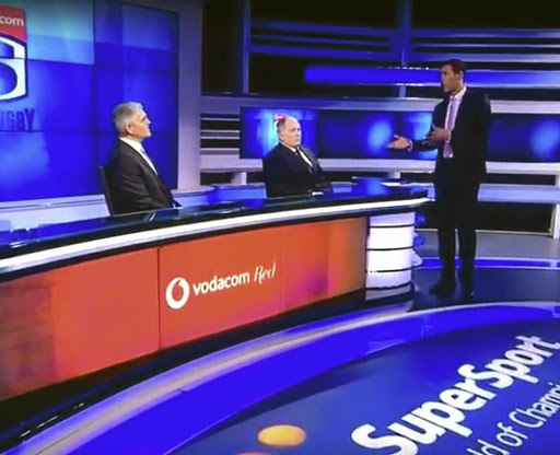 Ashwin Willemse addresses Nick Mallett and Naas Botha before walking off the SuperSport set.