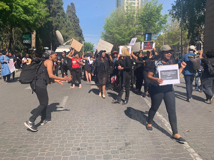 Women marched in Sandton, Johannesburg, on September 13 2019 to demand greater corporate support for women in the workplace, funding for an anti-gender abuse campaign and longer jail terms for offenders.