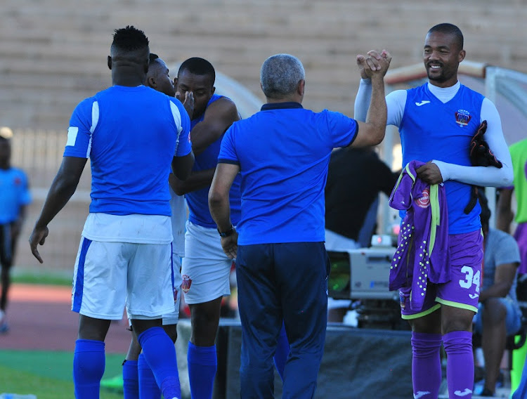 Clinton Larsen coach of Chippa United with players celebrates their win at the end of the Absa Premiership match Polokwane City and Chippa United at Old Peter Mokaba Stadium in May 04, 2019 in Polokwane, South Africa.