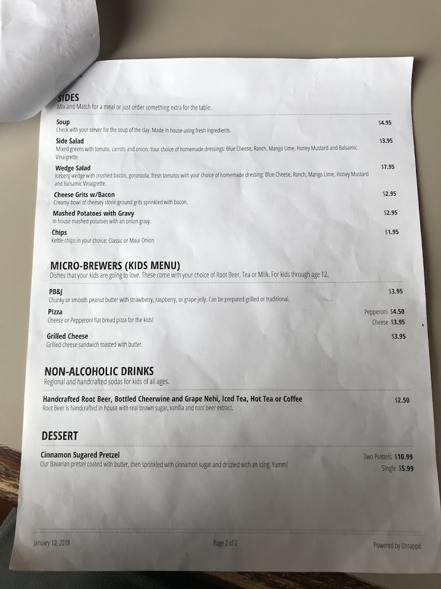 Rail Line Brewing gluten-free menu