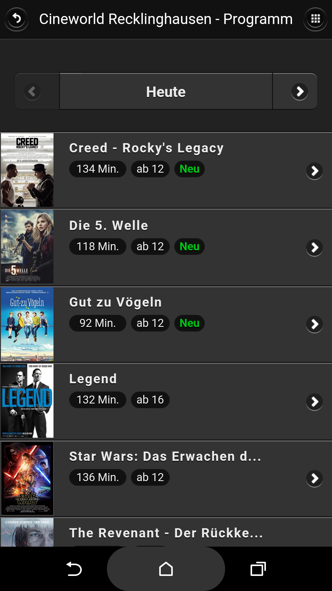 Android application Cineworld Recklinghausen screenshort