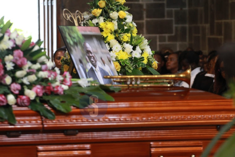 The casket bearing the remains of the late Journalist Michael Oyier during the requiem mass at All Saints Cathedral on May 1, 2024.
