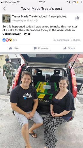 Nadine Taylor from East London raised eyebrows on social media after she boasted on Facebook with the 152 cm cake she had baked for the ANC's birthday bash. Picture: Facebook