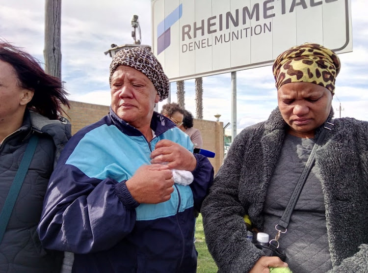 Marilyn Hartzenberg, right, aunt of Jason Hartzenberg — one of eight workers killed in Monday’s explosion at the Rheinmetall Denel munitions plant in Somerset West — with Beverley January, the grandmother of Hartzenberg’s one-year-old child.