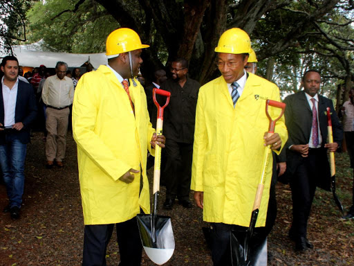 ALL SET: Sports Cabinet Secretary Hassan Wario with Kiambu deputy governor Gerald Githinji at Migaa yesterday