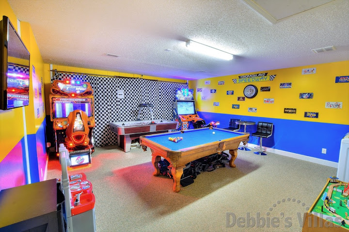 Fun air-conditioned games room in this Emerald Island vacation villa