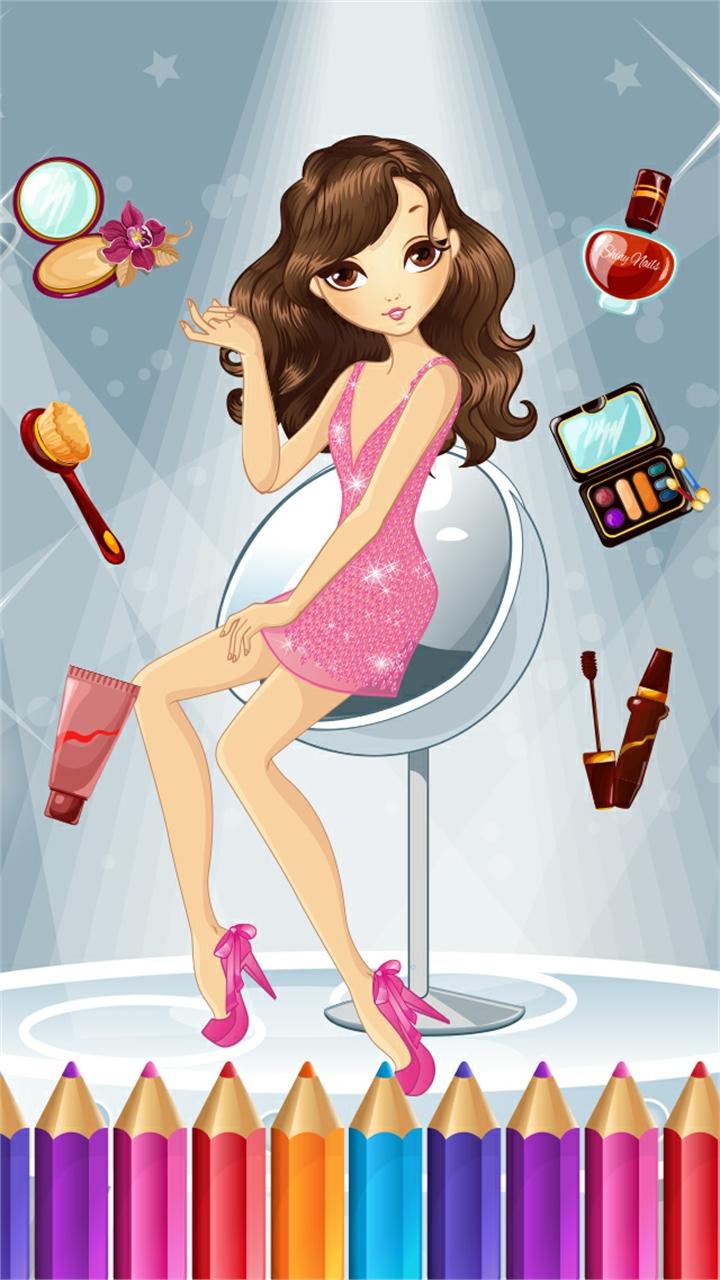 Android application Pretty Girl Fashion Colorbook screenshort