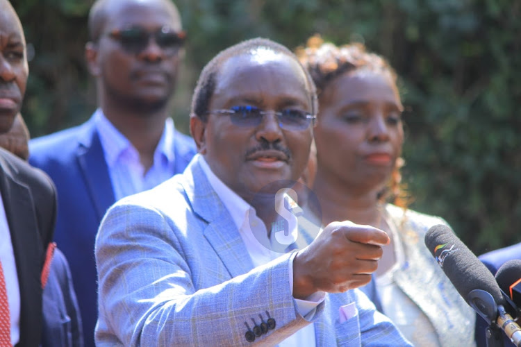 Wiper Party Leader Kalonzo Musyoka addressing the media in Nairobi on October 11, 2022.