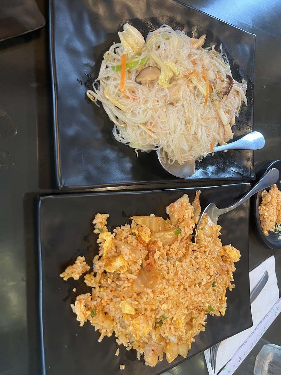 Fried rice and mei fun noodles