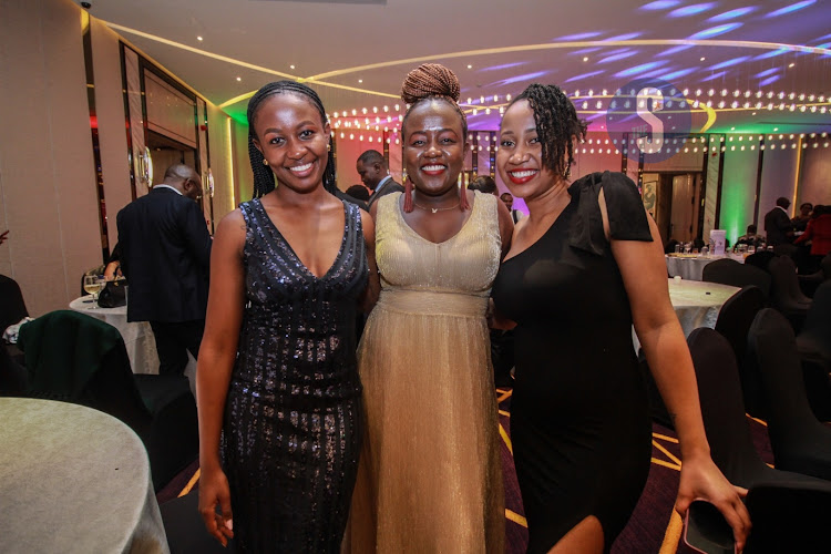 Rosemary Muthoni, Patience Chemjor and Nevyll Naserian join Radio Africa Group CEO Patrick Qauarcoo among other winners in the Lifetime Achievement Award during the AllAfrica Gala Dinner and Excellence Award Ceremony at Glee Hotel in Runda, Nairobi on May 9, 2024