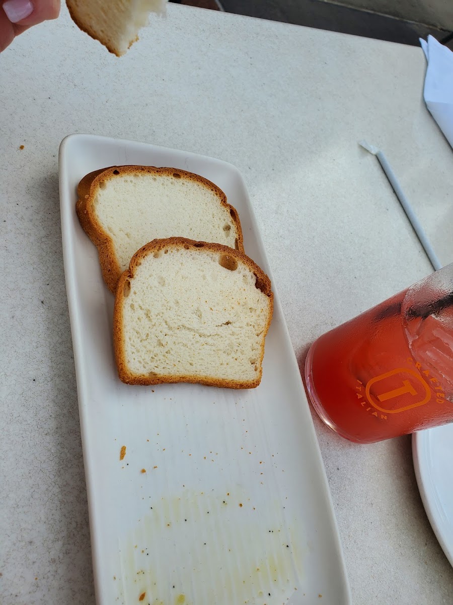 Gluten free bread offered before the meal