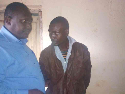 Daudi Nzomo at Nguu AP camp in Nzaui sub-county, Makueni, following his arrest for the assault of his wife Winfred Mwende, August 2, 2018. /MUTUA KAMETI